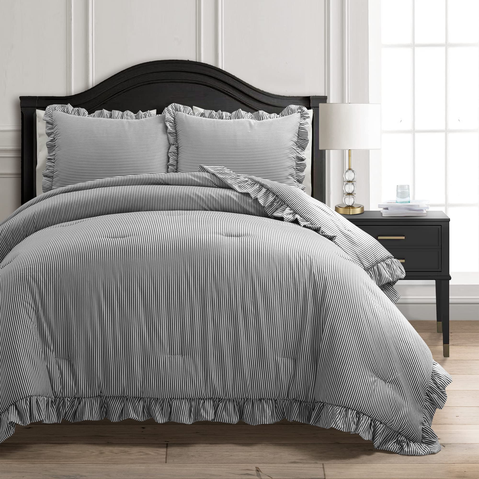 Amazon.com: Lush Decor Reyna Stripe Ruffle Soft Reversible